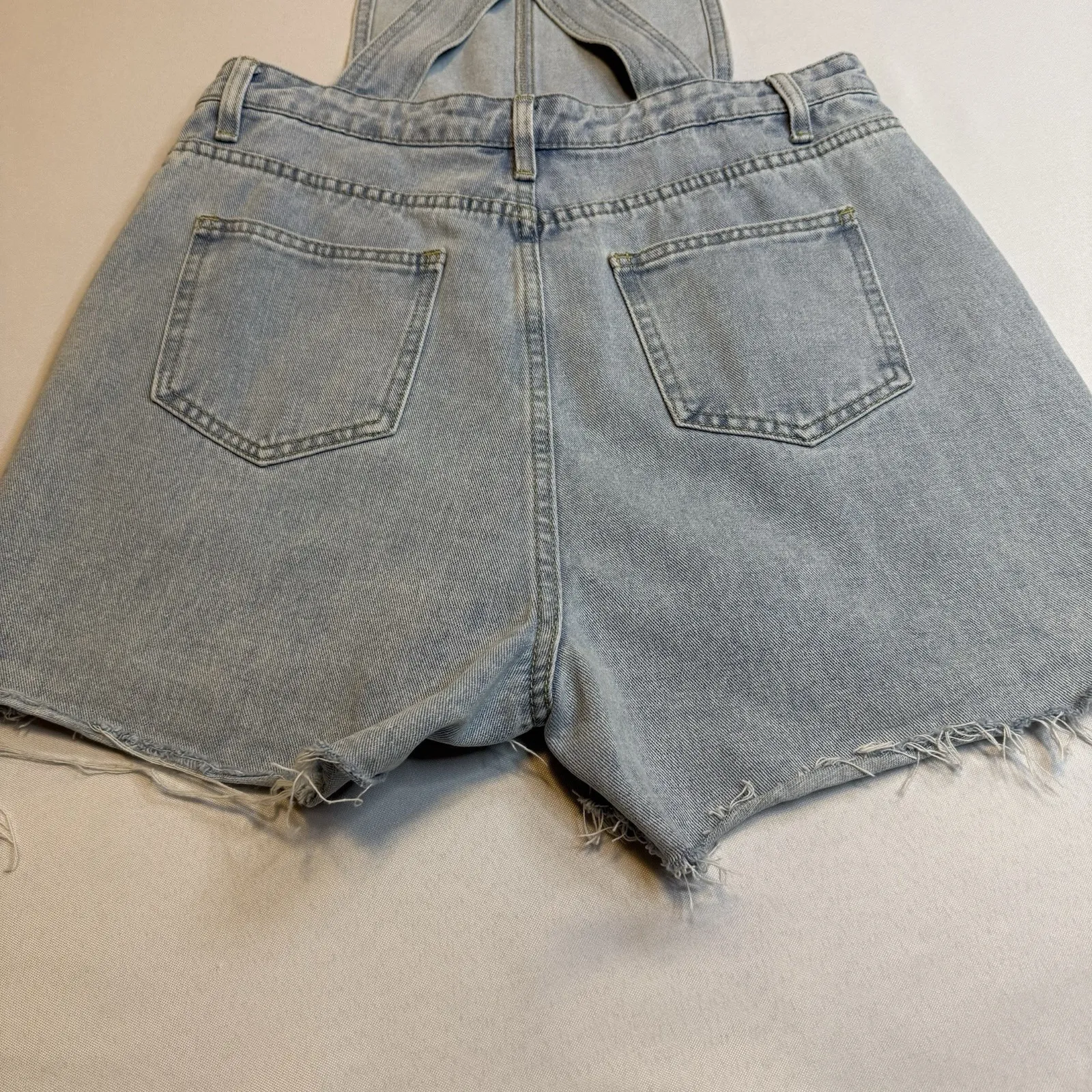 Cider Women Light Wash Distressed High Rise Denim Jean‎ Shorts Romper Playsuit # - Image 5