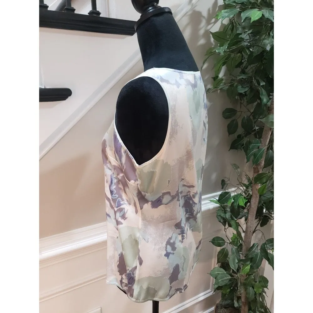 Ann Taylor Women's Multicolor Silk Round Neck Sleeveless Casual Top Blouse SP - Image 6