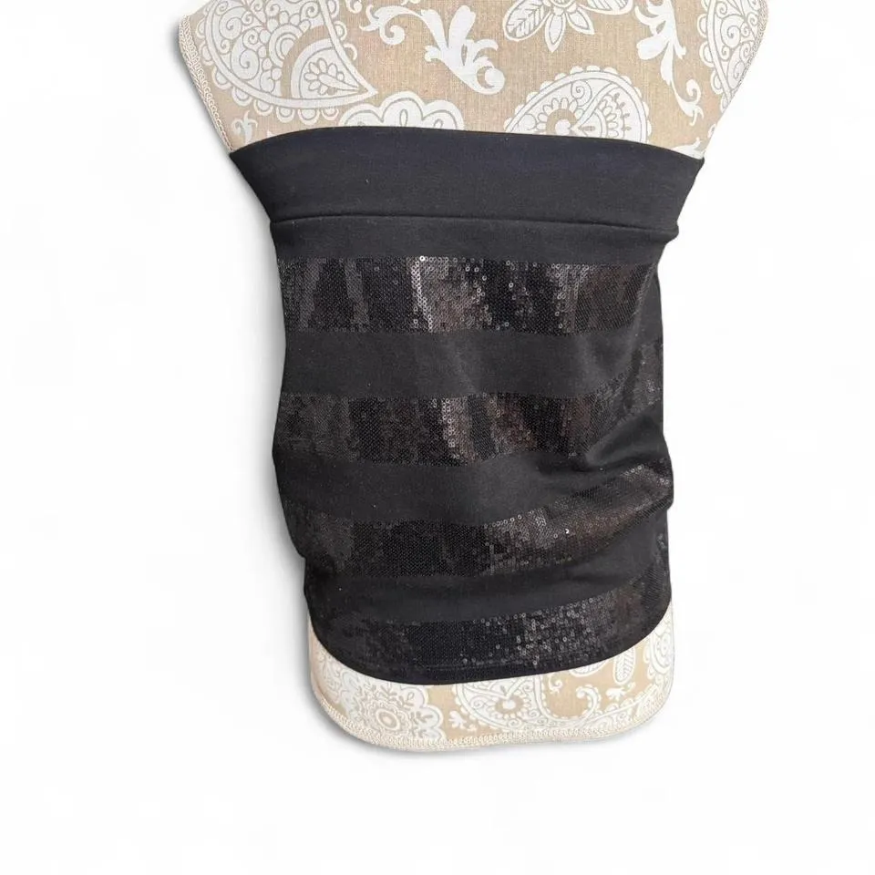 Wet Seal Black Mini Skirt Large Sequin Stripe Bodycon Party Clubwear Y2K - Image 5