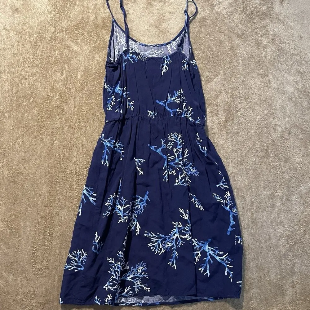 Old Navy Dress Womens Small Poplin Cami Navy Blue Knee Sun Adjustable Coastal - Image 3