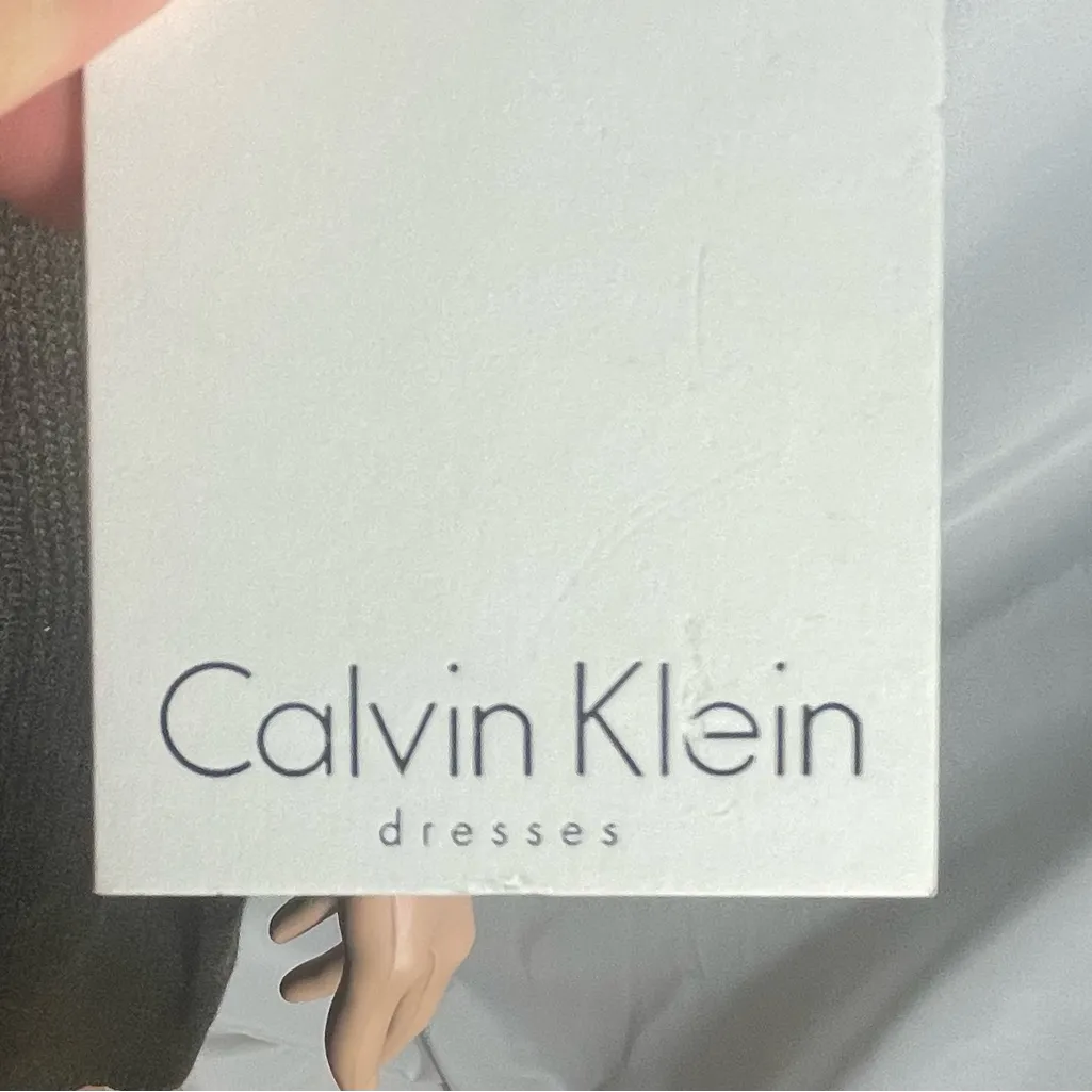 Calvin Klein Cable Knit Sweater Dress Brown Cowl Neck Button Detail Size L NWT - Image 5