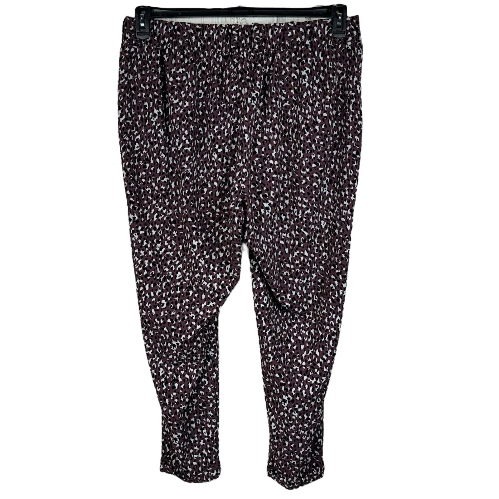 Torrid SZ 1 (1X-Large) Taper Crepe Pants Stretch Leopard Hi-Rise Pleated Purple - Image 3