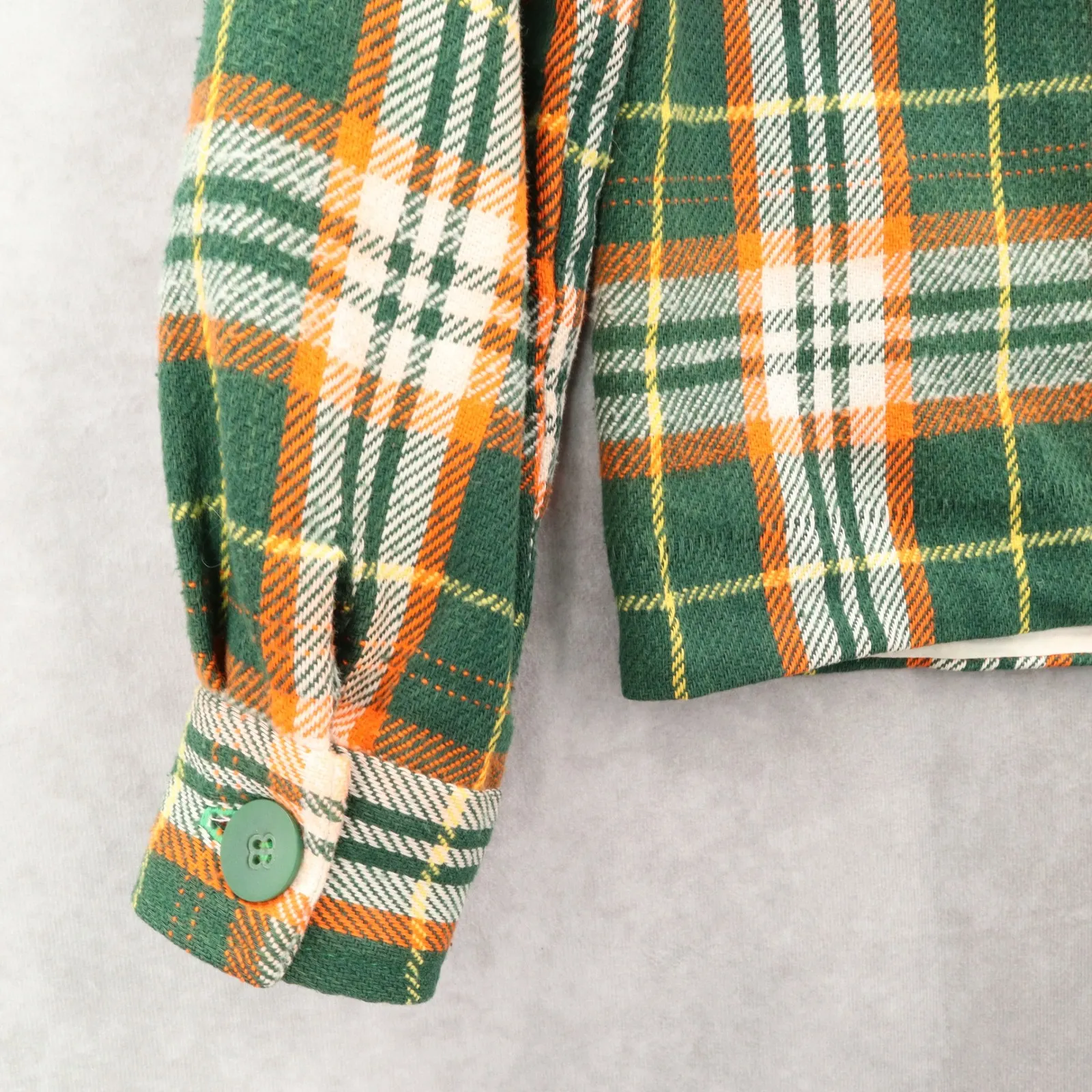 Green Flannel Plaid Long Sleeve Shacket Jacket Western VTG Coat Button Up Small - Image 6