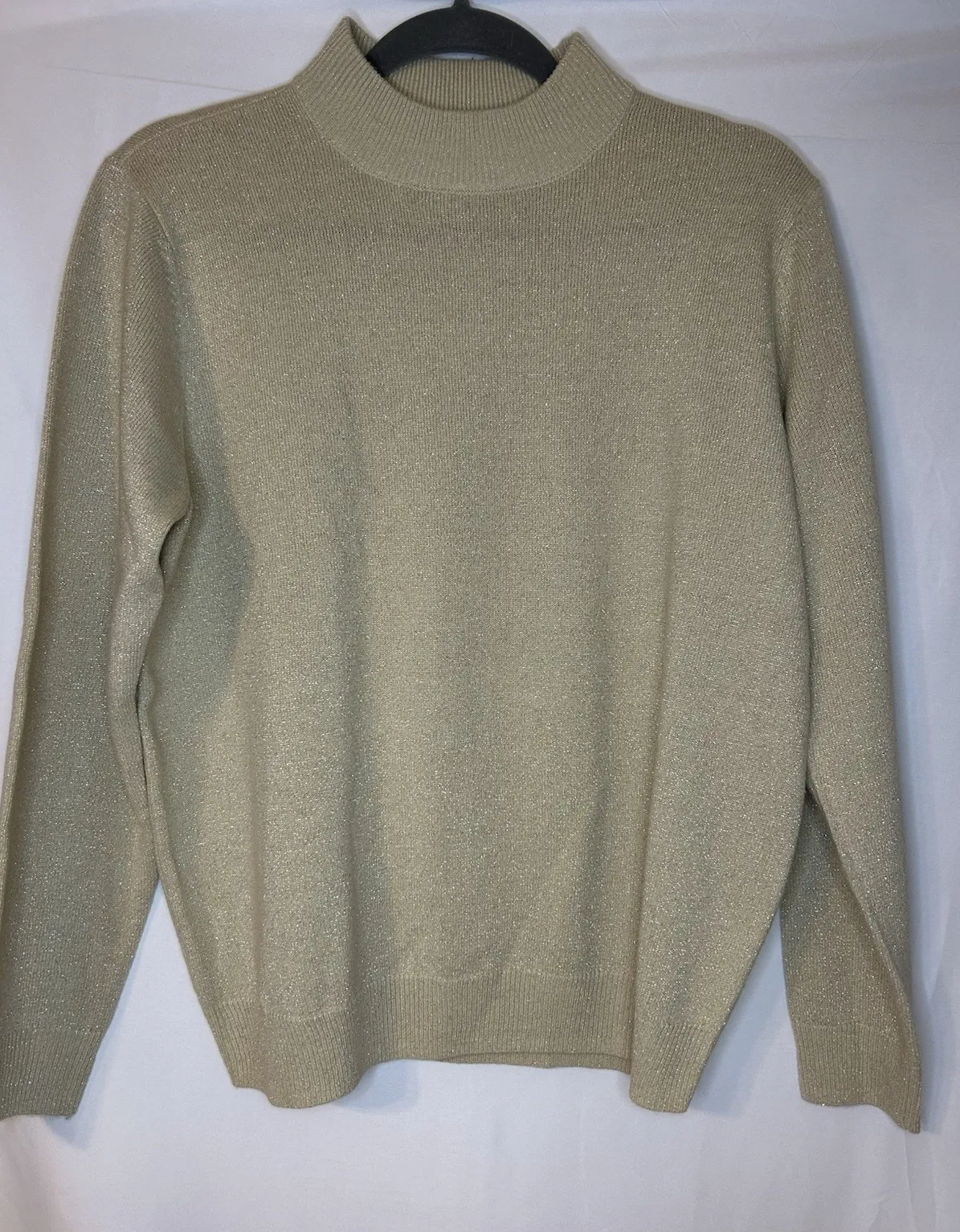 Appleseed's Women's Sweater High Neck Long Sleeve Golden Sparkle Size Large Gold - Image 1