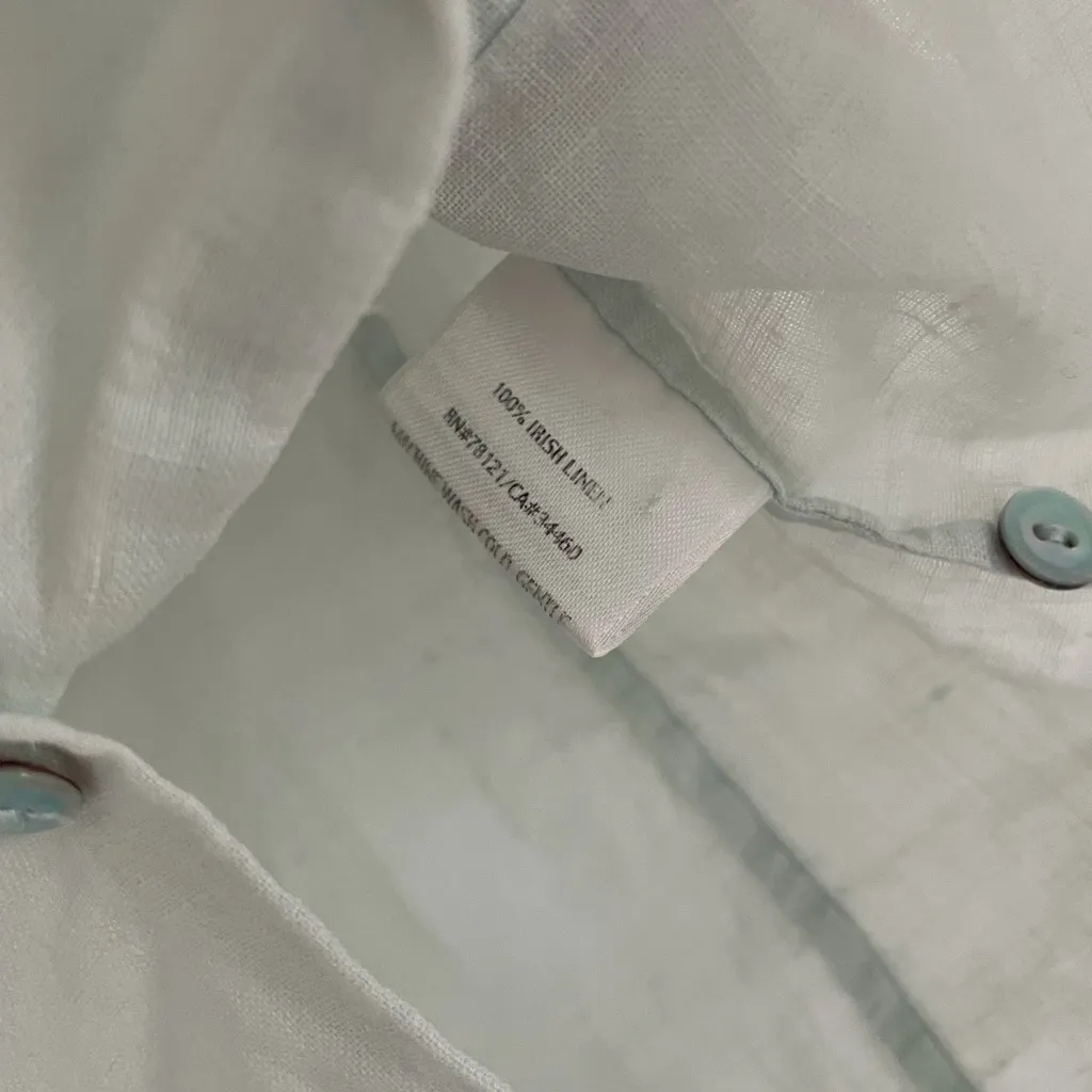 Eileen Fisher 100% Irish Linen Button Down Shirt Size XS Mint Green Coastal - Image 4