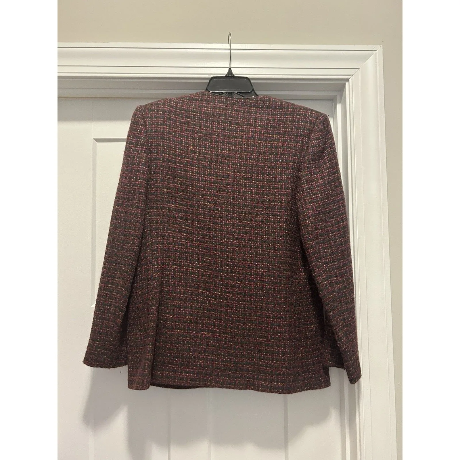 Vintage Country Suburbans Magenta Boucle Blazer Size 12 Boxy Fit Granola Hipster Pink - Image 3