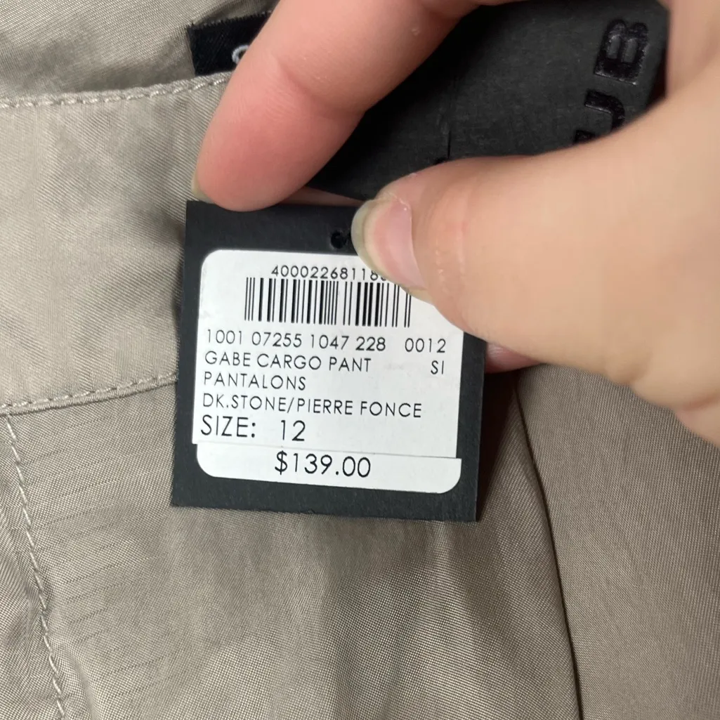 New Club Monaco Gabe Cargo pants in dark stone lightweight satin size 12 - Image 3