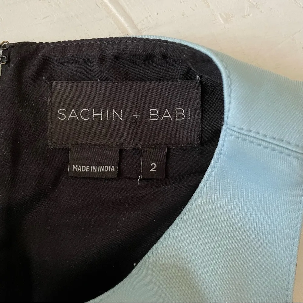 Sachin + Babi Baby Blue Diagonal Trim Y2K Mini A-Line Sleeveless Dress Size 2 - Image 3