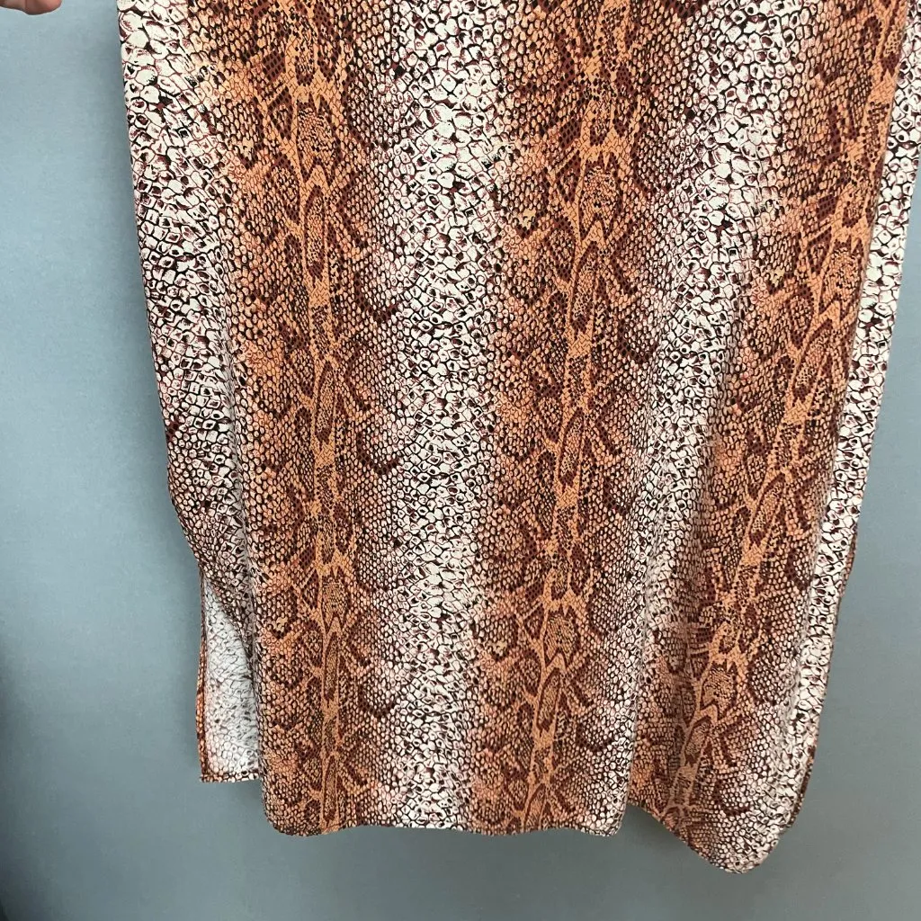 Handmade Dress Snakeskin Print Maxi Snake Reptile Brown Sleeveless‎ Summer Slits - Image 8