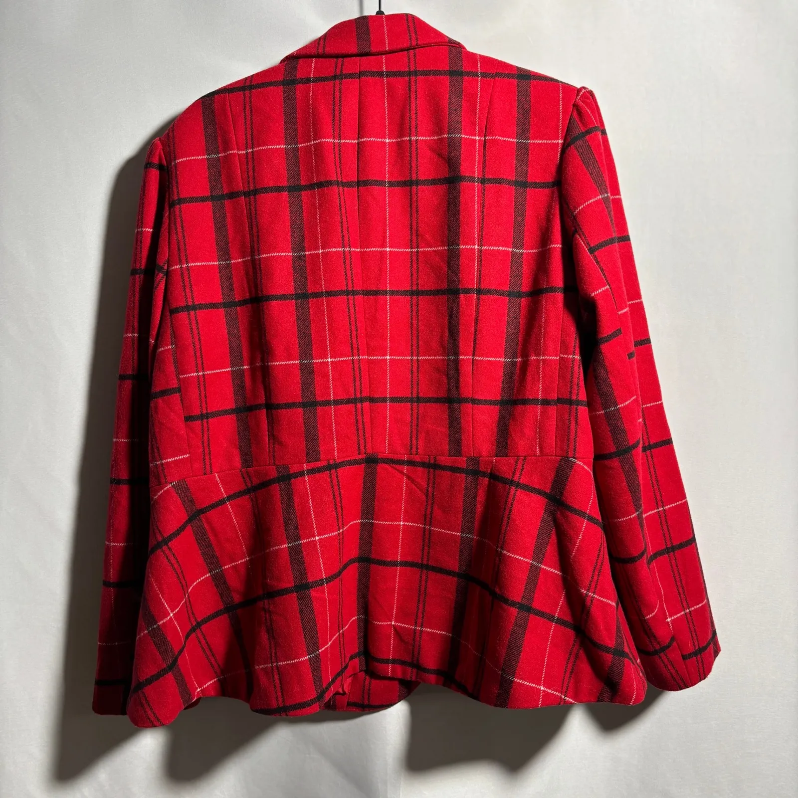 Jessica London Red Plaid Wool Blend Blazer Plus Size Womens Jacket 20W Academia - Image 2