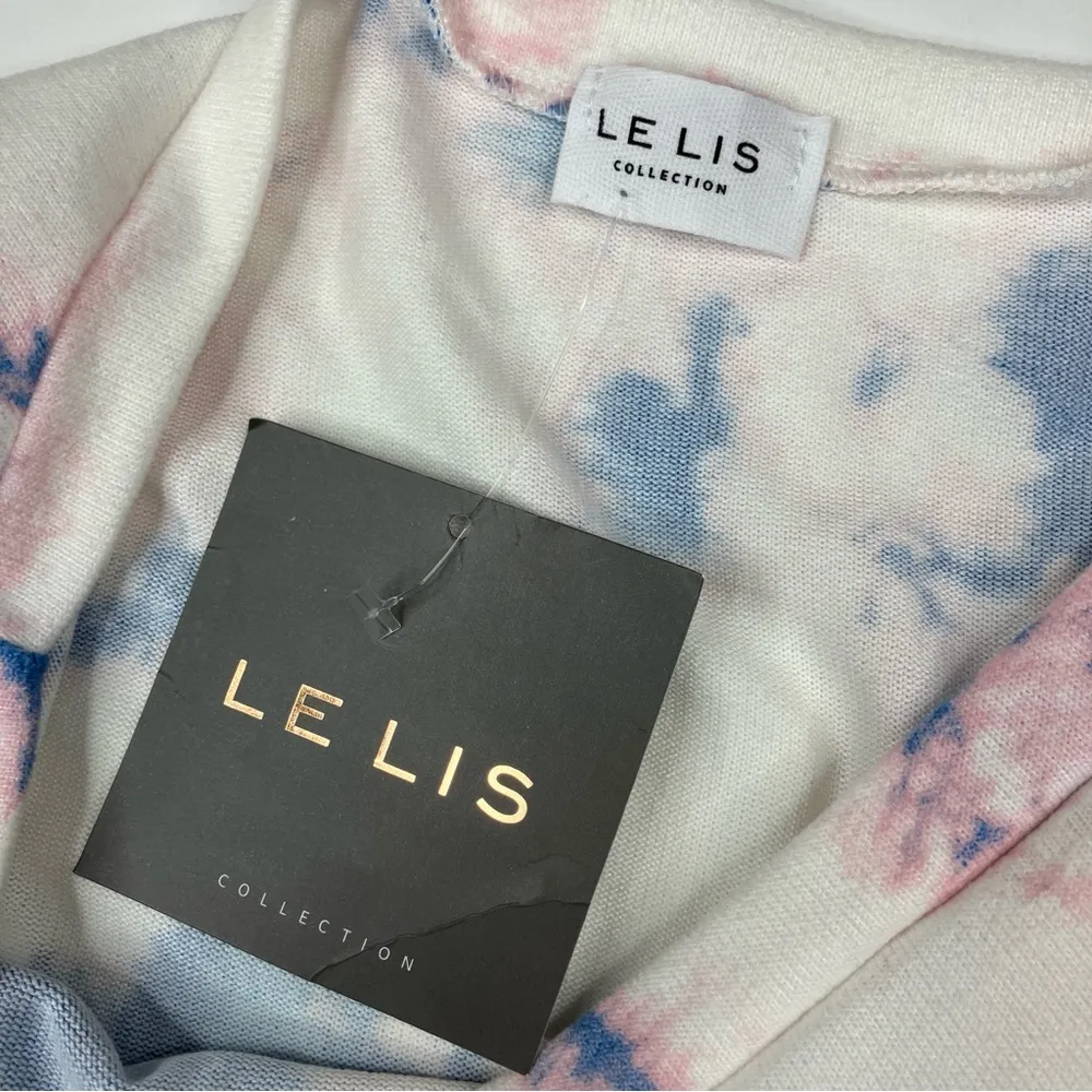 Lelis Collection | White Blue Cloud Tie Dye Off-One-Shoulder Sweater Top S NWT - Image 2