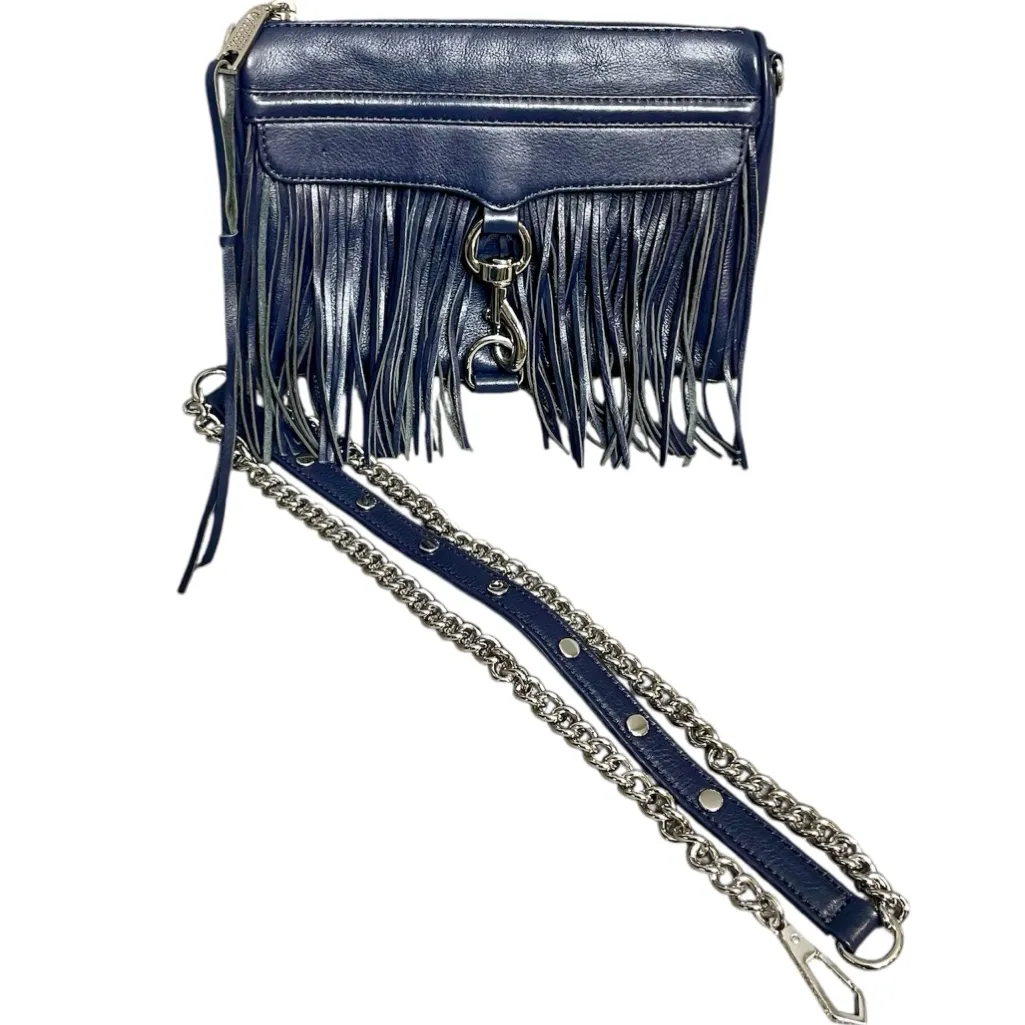 Rebecca Minkoff Deep Navy Convertible Fringe Crossbody Clutch Mini M.A.C. Bag - Image 9