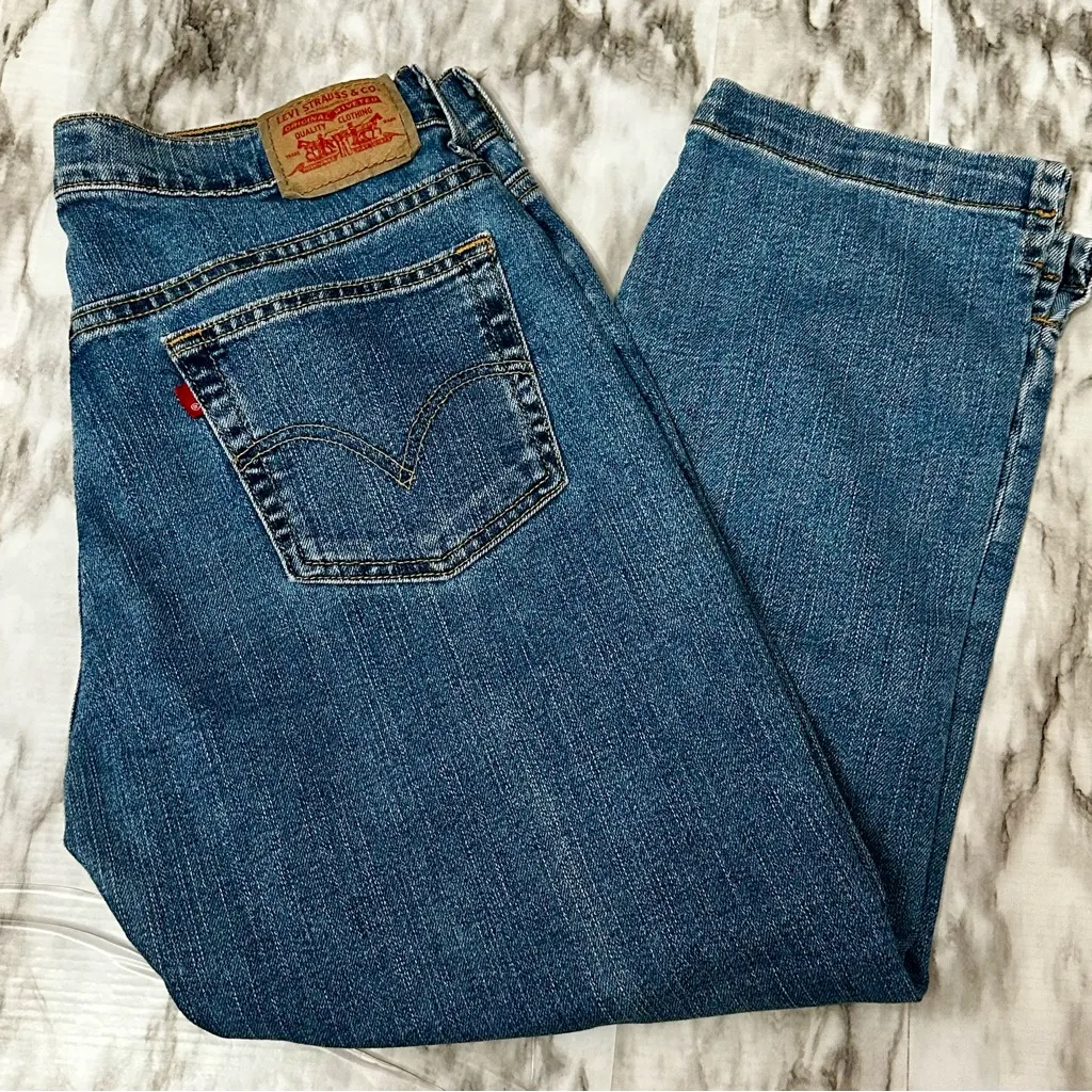 Levi's Classic Slim Stretch Fit Denim Blue Jeans Cropped Casual Style Vintage - Image 12