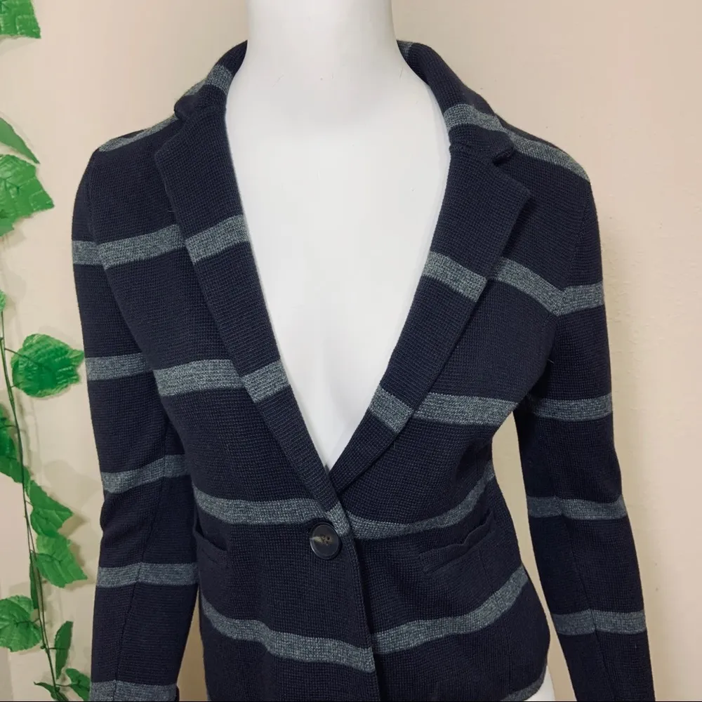 Loft Gray Knit Striped Blazer Jacket New XXSP - Image 3