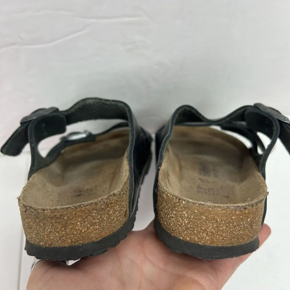 Birkenstock Women’s Size 37 US 6 6.5 Leather Sandals Anthracite Metallic Pewter - Image 10