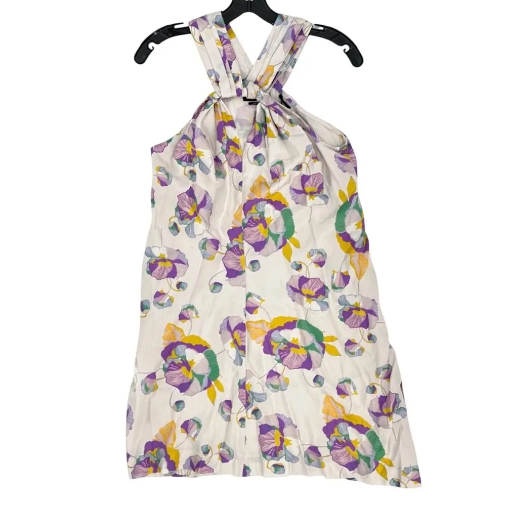 Isabel Marant Suzyli Twist Front Cross-Back Mini Dress size FR 36 Light Floral - Image 2