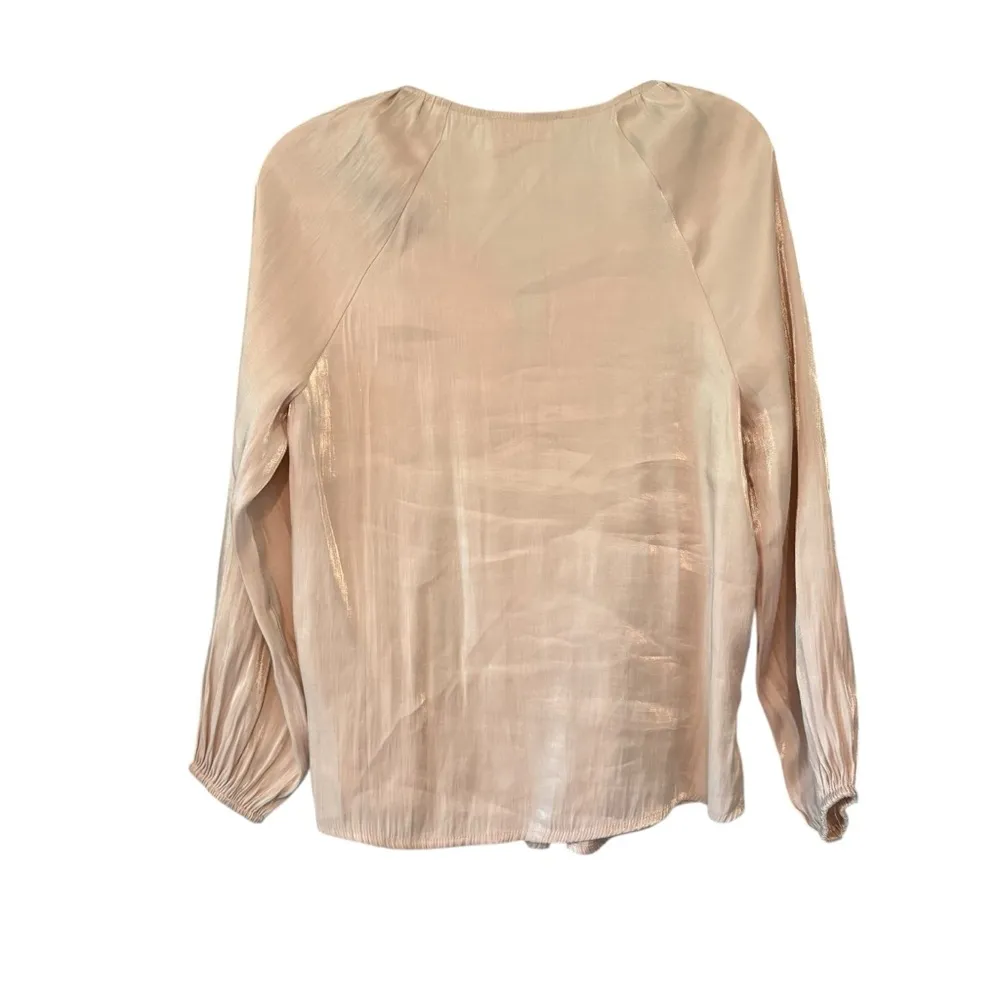 Savannah Jane Western Boho Pink Shimmer Tassel Tie Long Sleeve, Sz S - Image 9