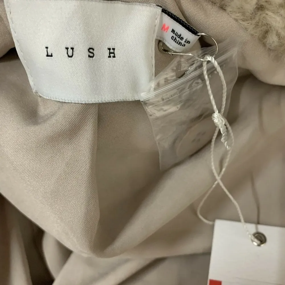 Lush Womens Beige Faux Fur Long Sleeve Coat - Image 5