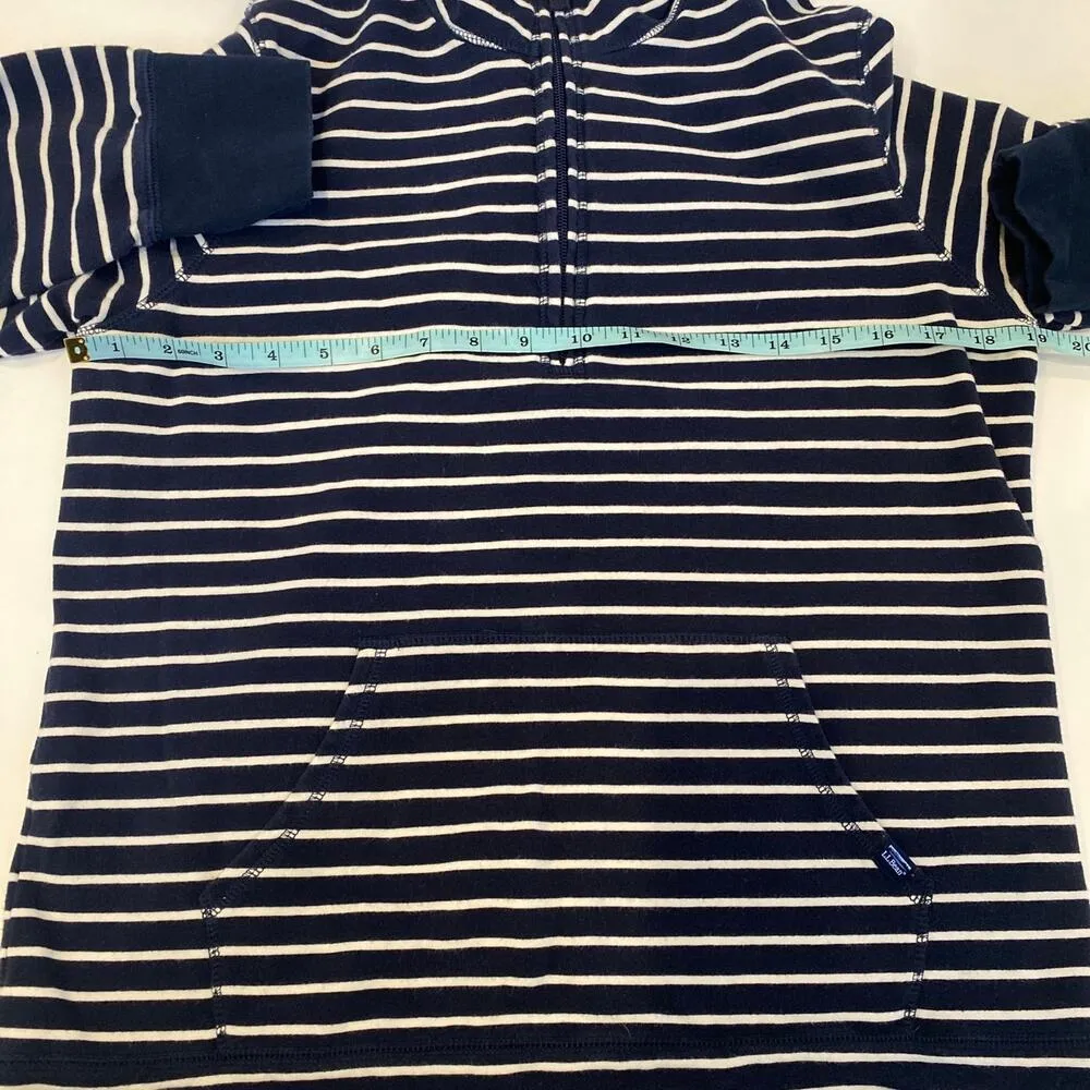 L.L. Bean Navy Blue & White Striped Partial Zip Sweatshirt EUC Sz Sm Cotton - Image 7