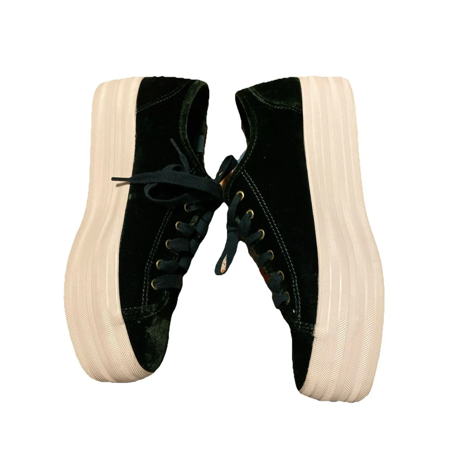 Keds Shoes Dark Green Velvet Womens Triple-Up Velvet Platform Sneakers Sz 8.5 - Image 13