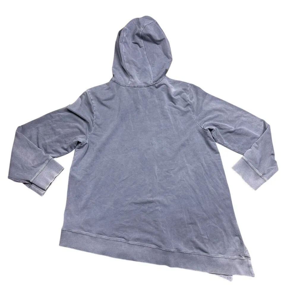 Garnet Hill Women's Gray Asymmetrical Zip-Up Hoodie Size L Relaxed Fit - Image 5