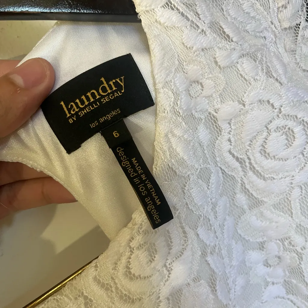 Laundry By Shelli Segal White Puff Sleeve Sheath Dress - Image 4