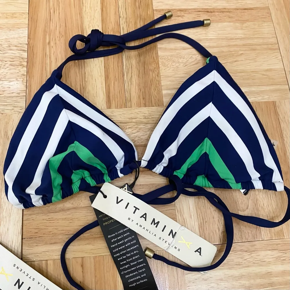 Vitamin A Amahlia Stevens Natalie Miter Sail Stripe Bikini Set S Bottom, L Top - Image 5