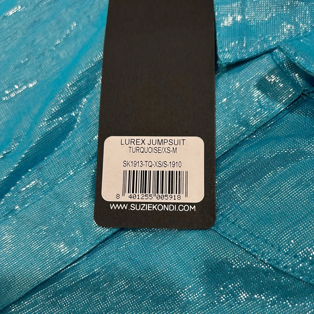 NWT Suzie Kondi Lurex Jumpsuit Blue Shimmer Oversized Long Sleeve Size XS/S Size M - Image 3