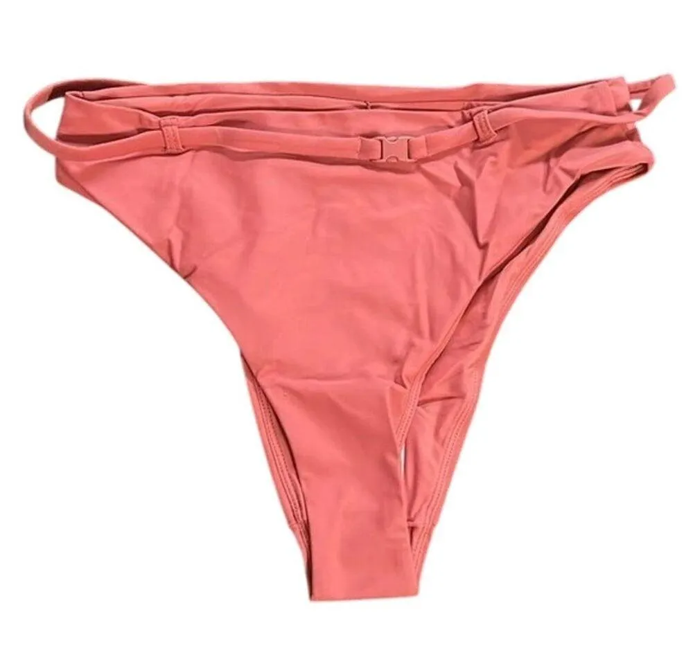NWT Andie The Scala Riviera High Waisted Belted Bottom Swim L Rose Punch Pink - Image 2