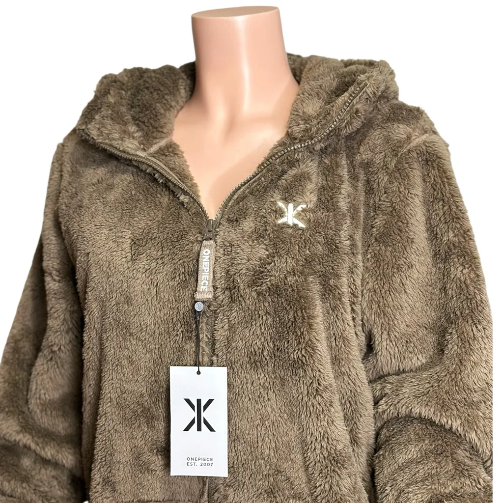 ONEPIECE Puppy Sherpa Jumpsuit, Taupe, Medium Brown - Image 10