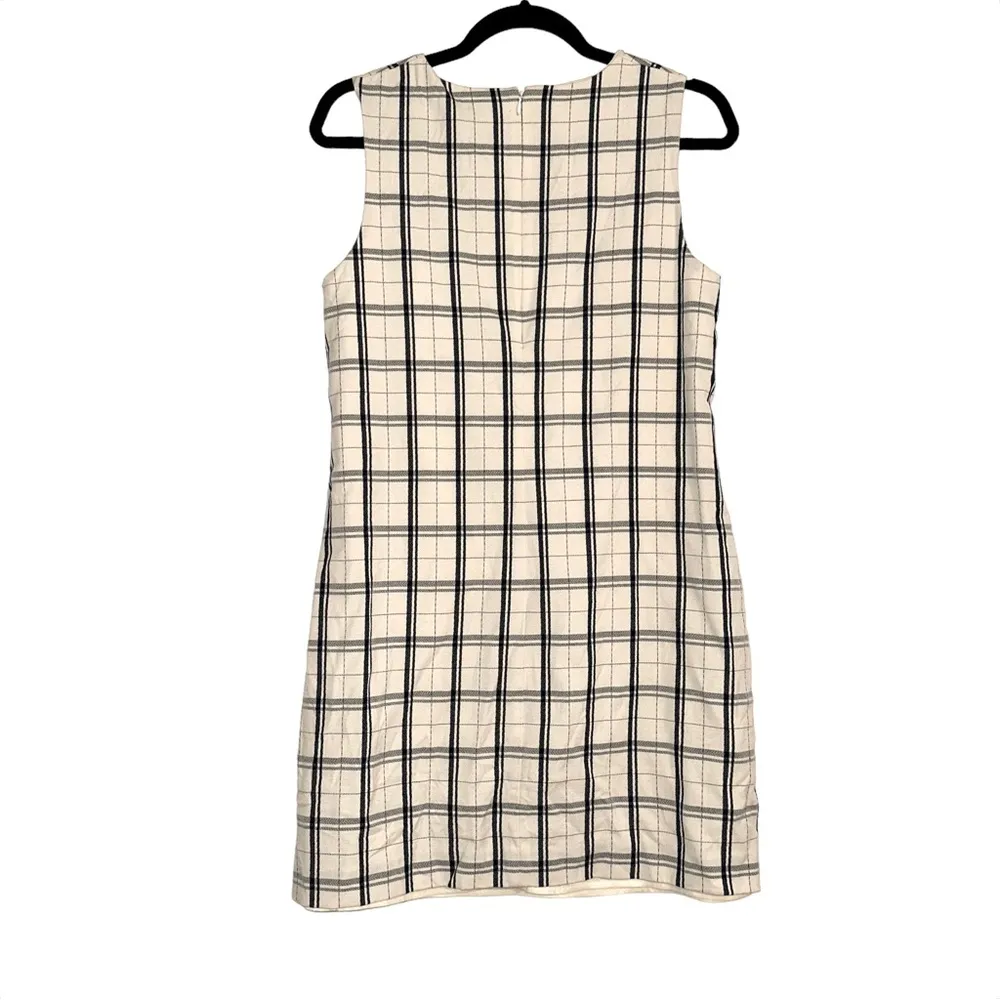 Theory Adraya Plaid Virgin Wool Sleeveless Shift Mini Dress 6 - Image 3