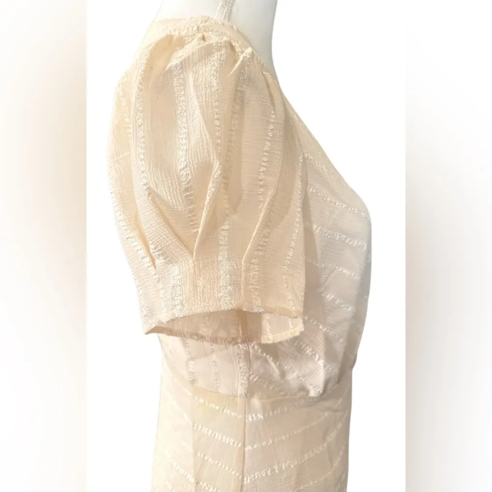 Promesa Cream Striped Wrap Blouse - Image 3