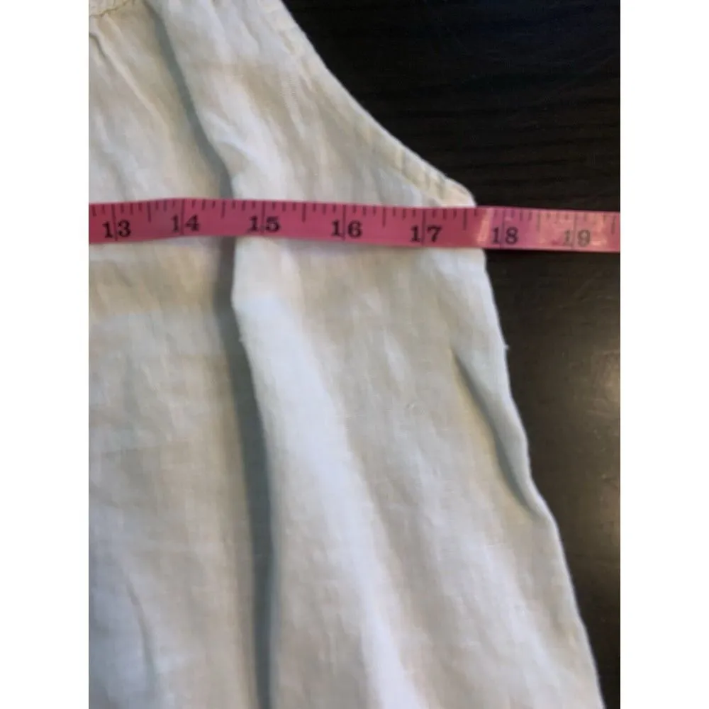 Made In Italy Linen Tunic Top Sleeveless Sequins Bling White Sparkly Beach Bride - Image 9