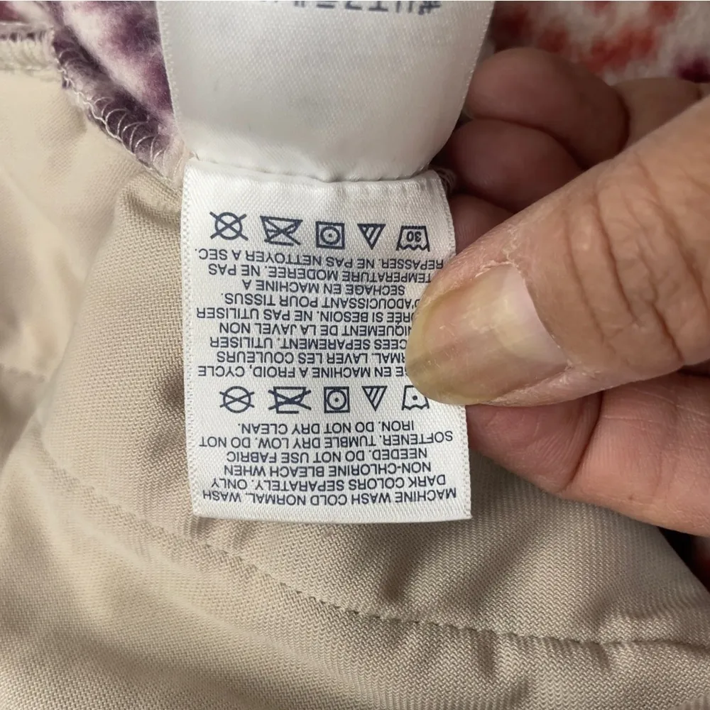 Lands End Heritage Quarter Snap Fleece Pullover Large Burgundy Orange Fair Isle - Image 10