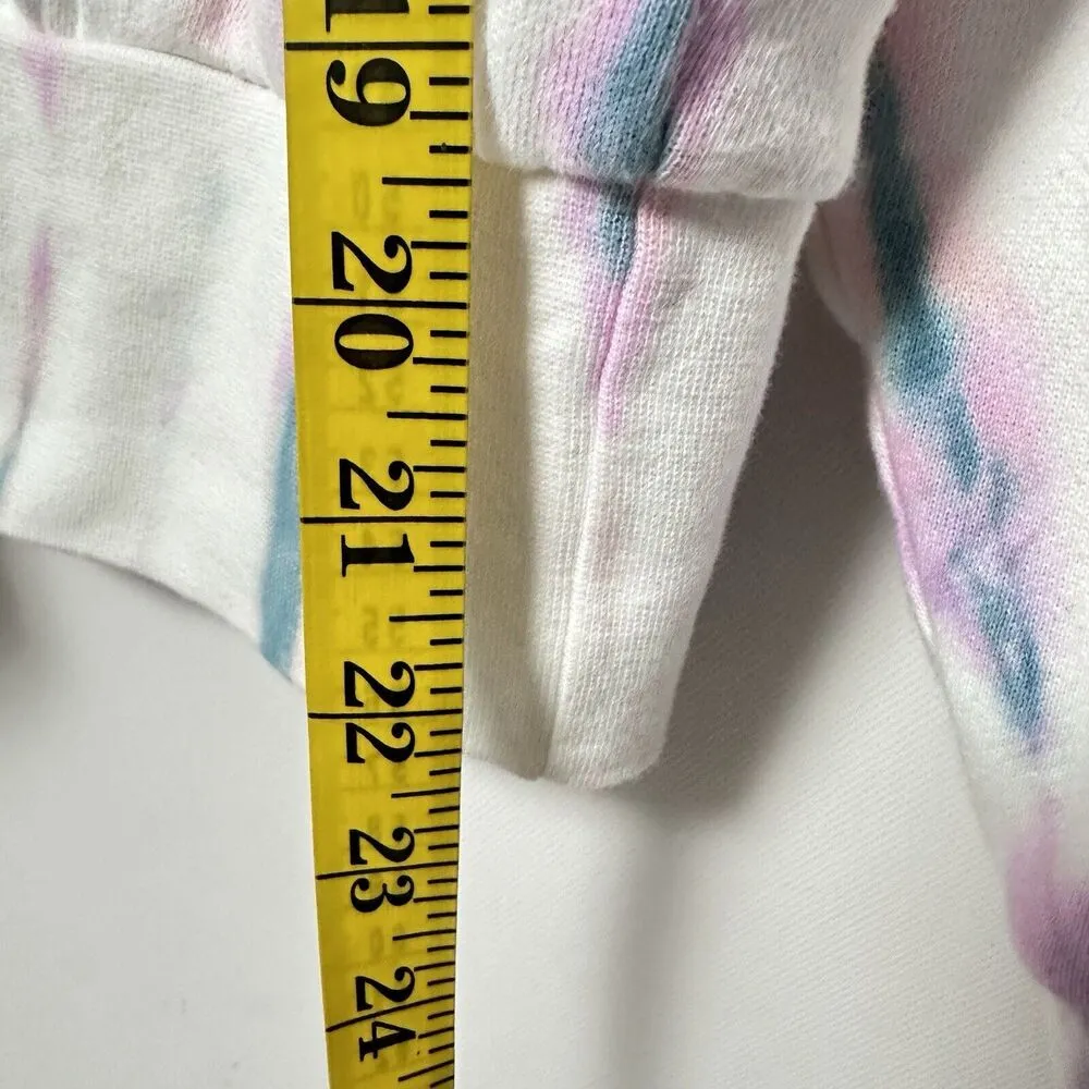 Old Navy Sweatshirt Loose Blue Pink Shibori Tie-Dye Cropped Crew Casual Lounge M - Image 6