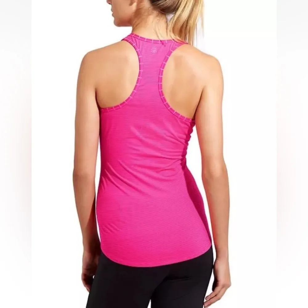Athleta Chi Tank Varied Stripe Brilliant Magenta Size XS Wicking $44 Neon Bright - Image 2