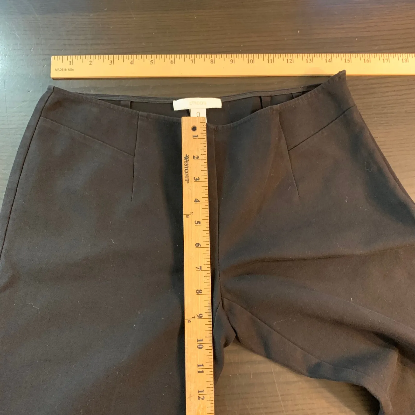 Chicos 0 Black Cropped Pants Stretch Cotton Blend Womens 4 Small Church Minimal - Image 6