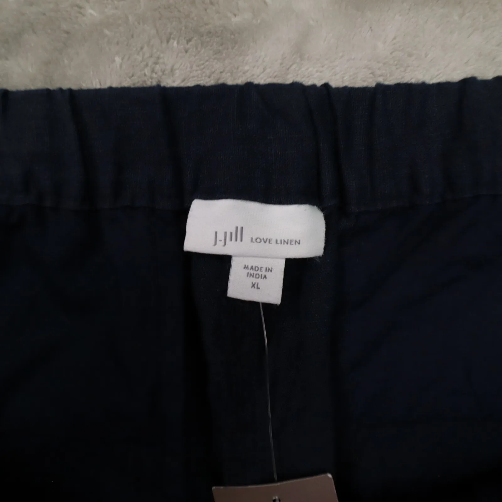 J. Jill Navy Blue Wide Leg Cropped Linen Relaxed Pants Women's Size XL - Image 3