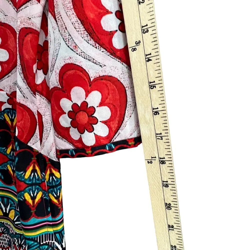 Soft Surroundings Seychelles TunicTop Womens M Red White Beaded Sequin Boho Art - Image 10