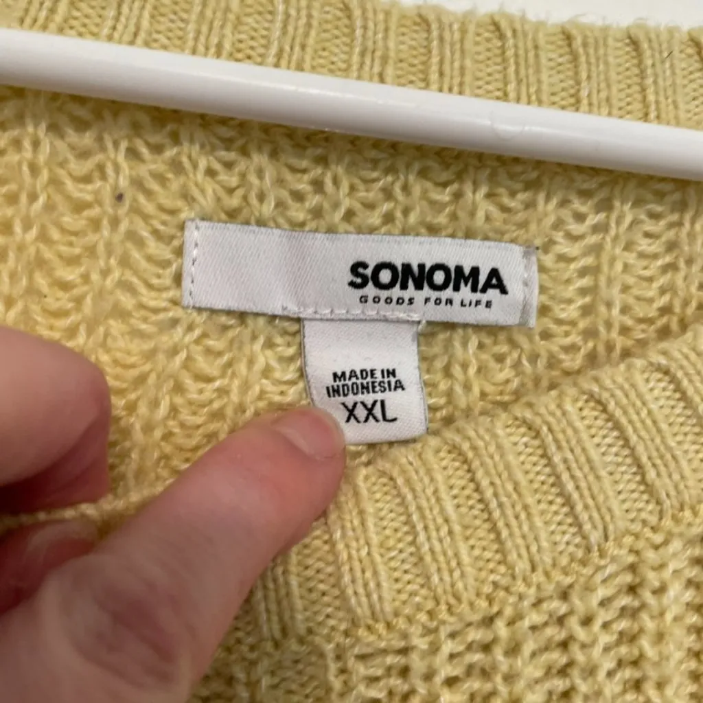 SONOMA Cozy Wave Stitch Crewneck Sweater Light Yellow Open Weave Knit Crew Neck - Image 6
