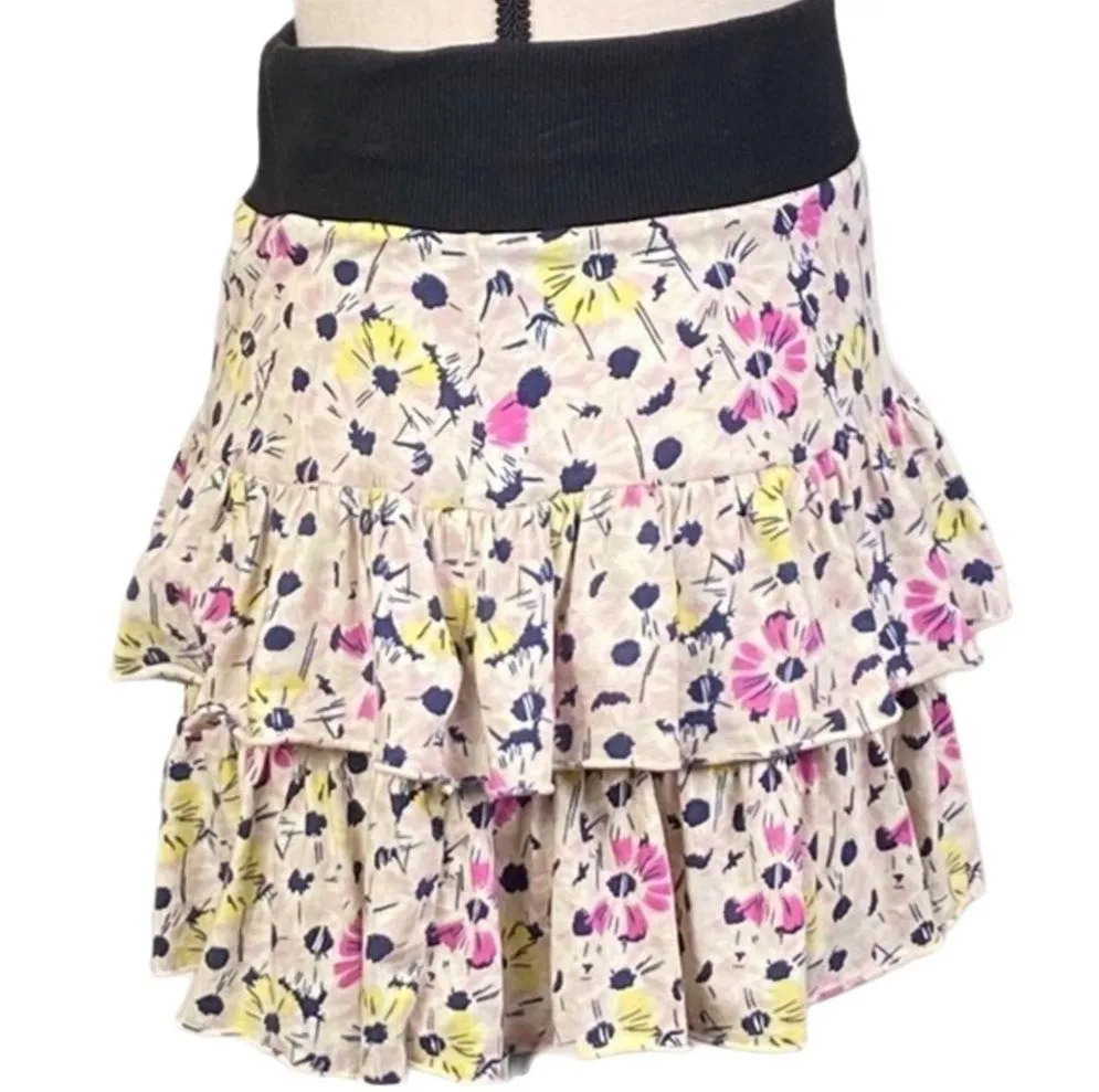 FREE PEOPLE 2-tiered, ruffled, elastic waist, stretchy miniskirt. Small. EUC - Image 3