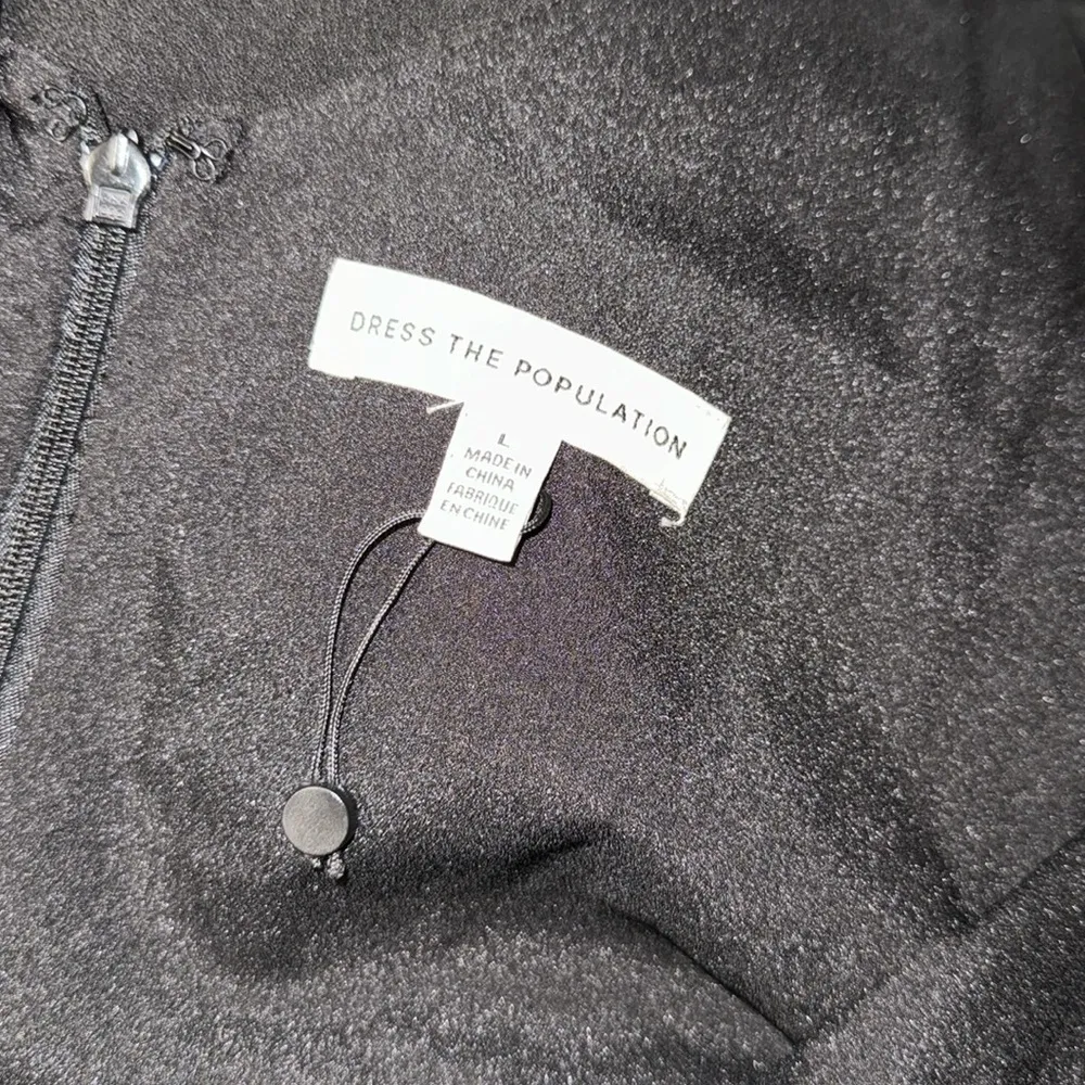 NEW Dress the Population Sam Ruched Side Jumpsuit in Black Sz. L - Image 7