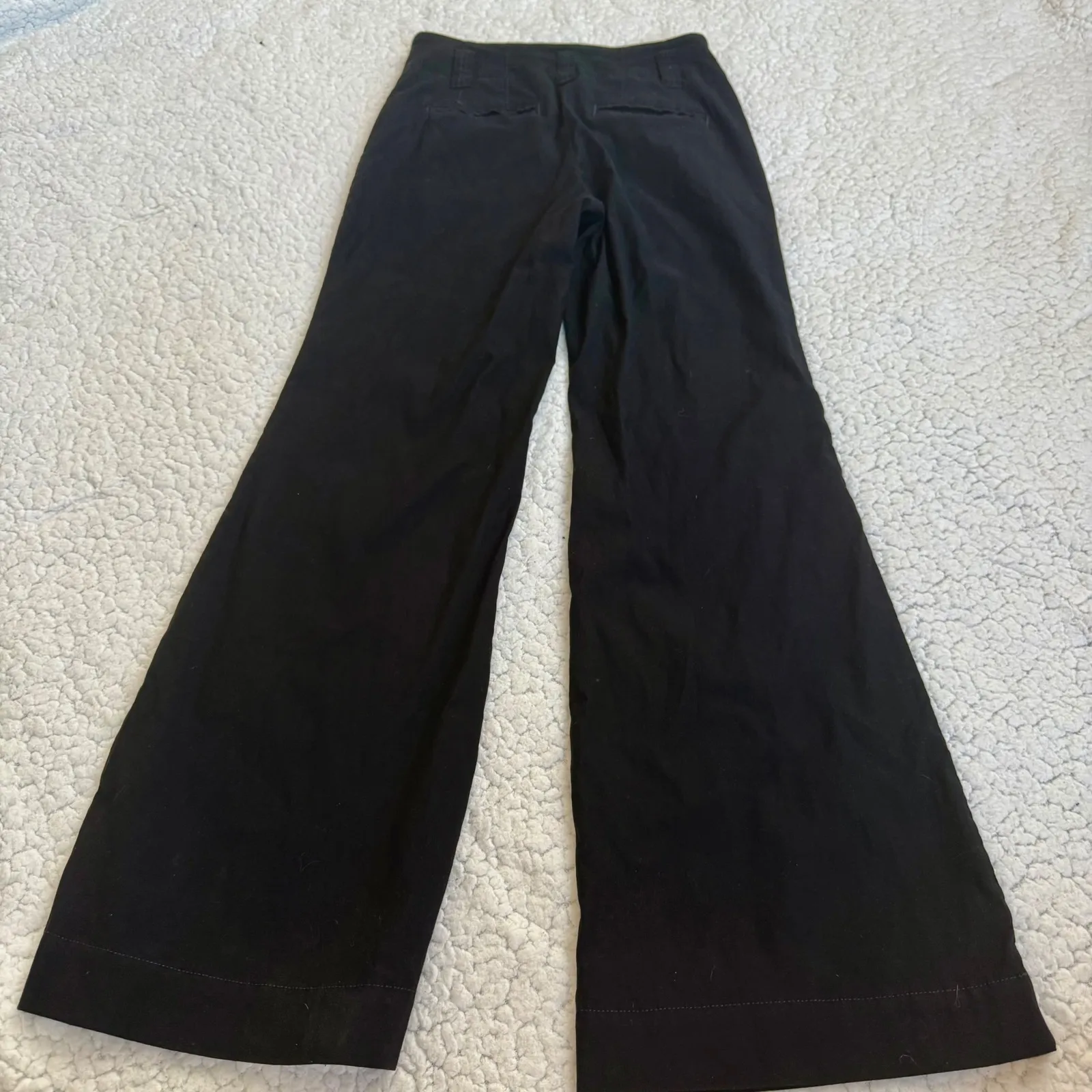 Maeve Anthropologie Naomi Black Wide Leg High Waisted Pants Size 0 Petite Flare - Image 3