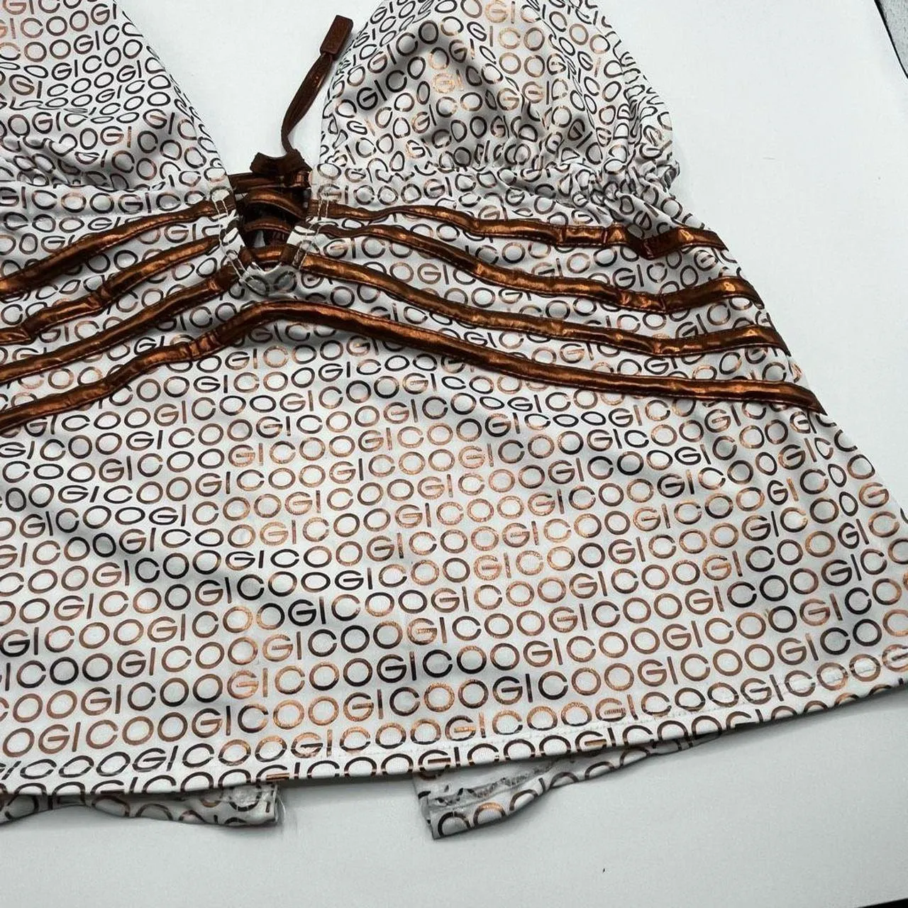 Coogi White Bronze Gold Swim Tankini Top - Image 3