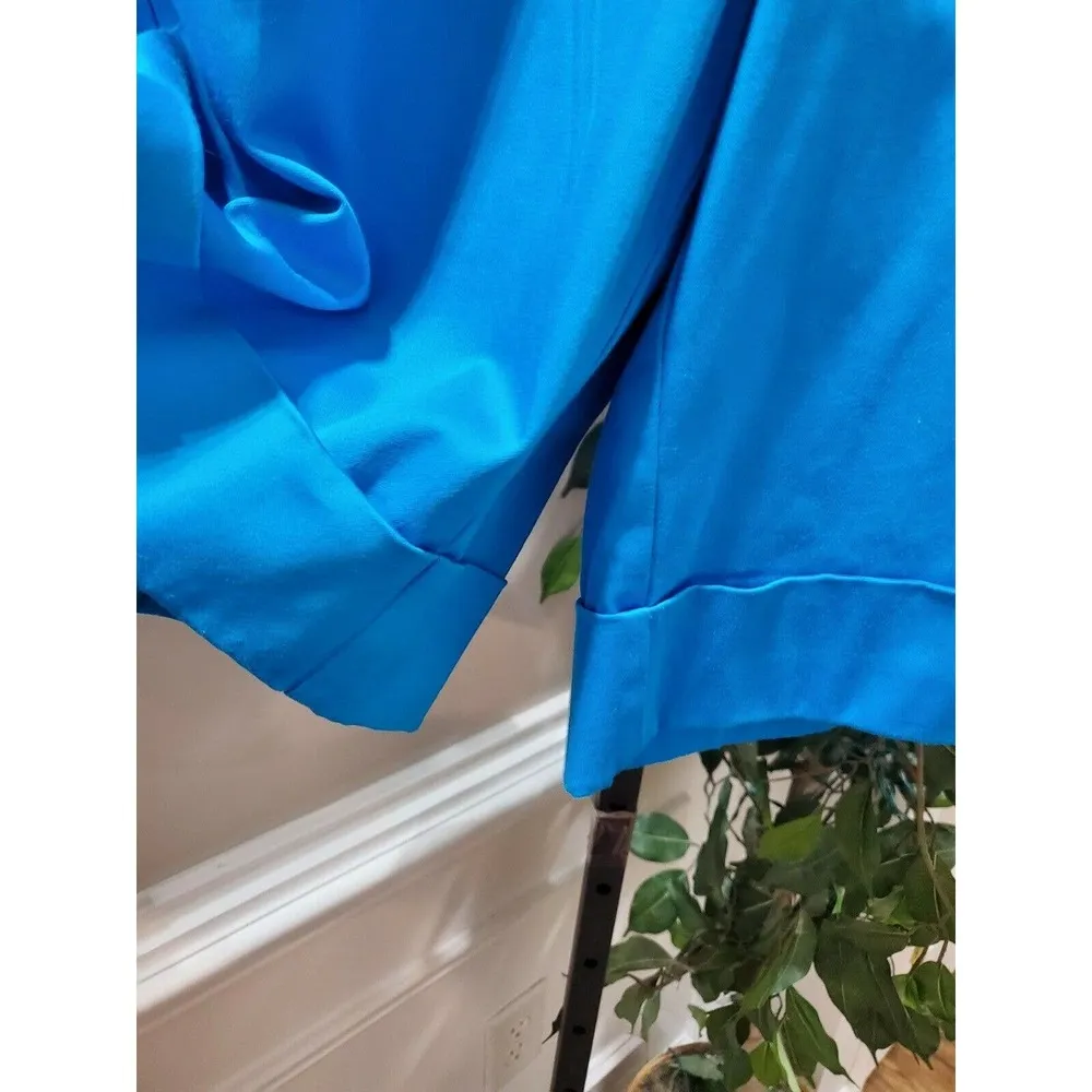 Ashley Stewart Women Solid Blue Cotton Mid Rise Buttons Front Casual Shorts 18W - Image 5