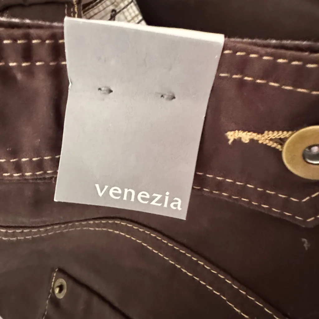 Venezia Chocolate Brown Trousers‎ size 20 wide leg pockets cinch ankles - Image 5