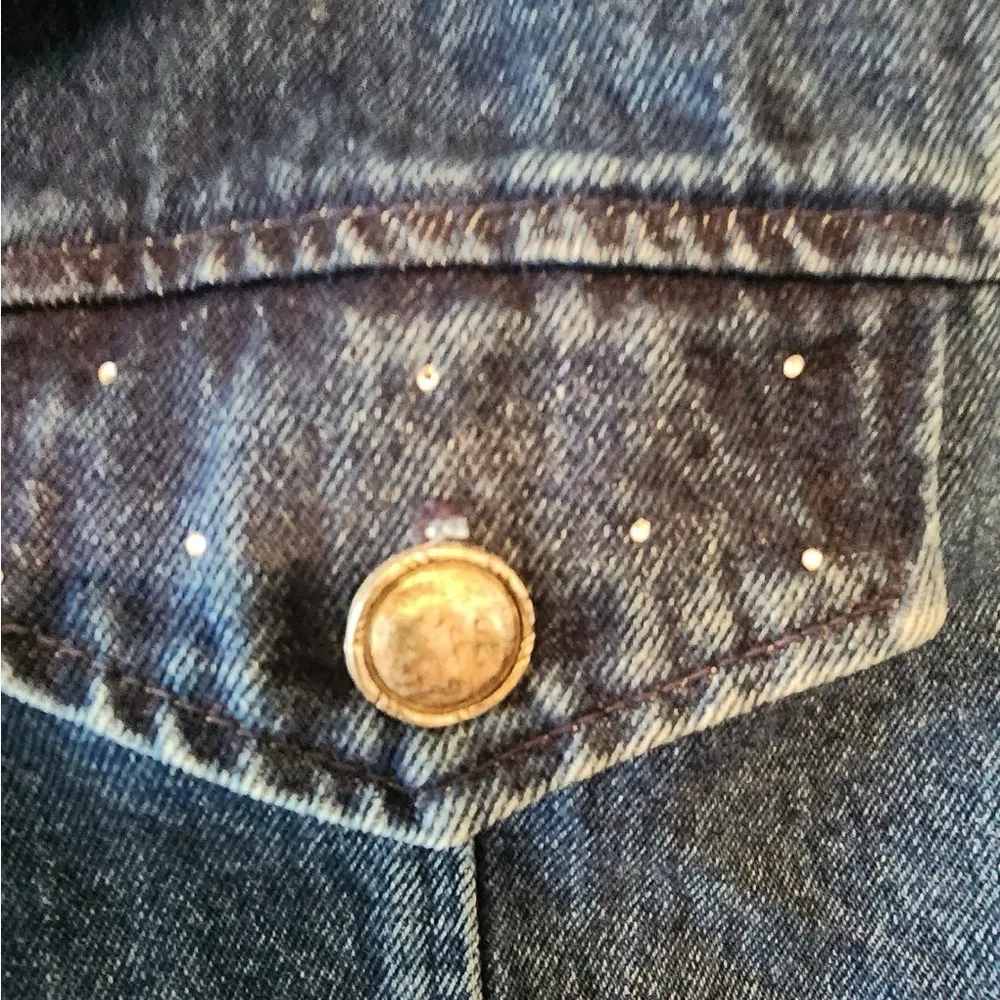 Vtg Wanted By Beads Beautiful Denim Vest cropped Size M Blue Size M - Image 2