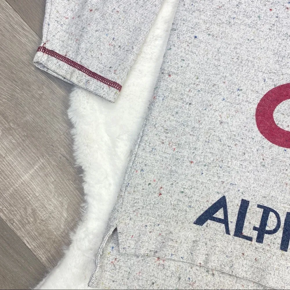 Teacher Alphabet French Terry Mock Neck Tunic Sweater Gray Multi Large - Image 5