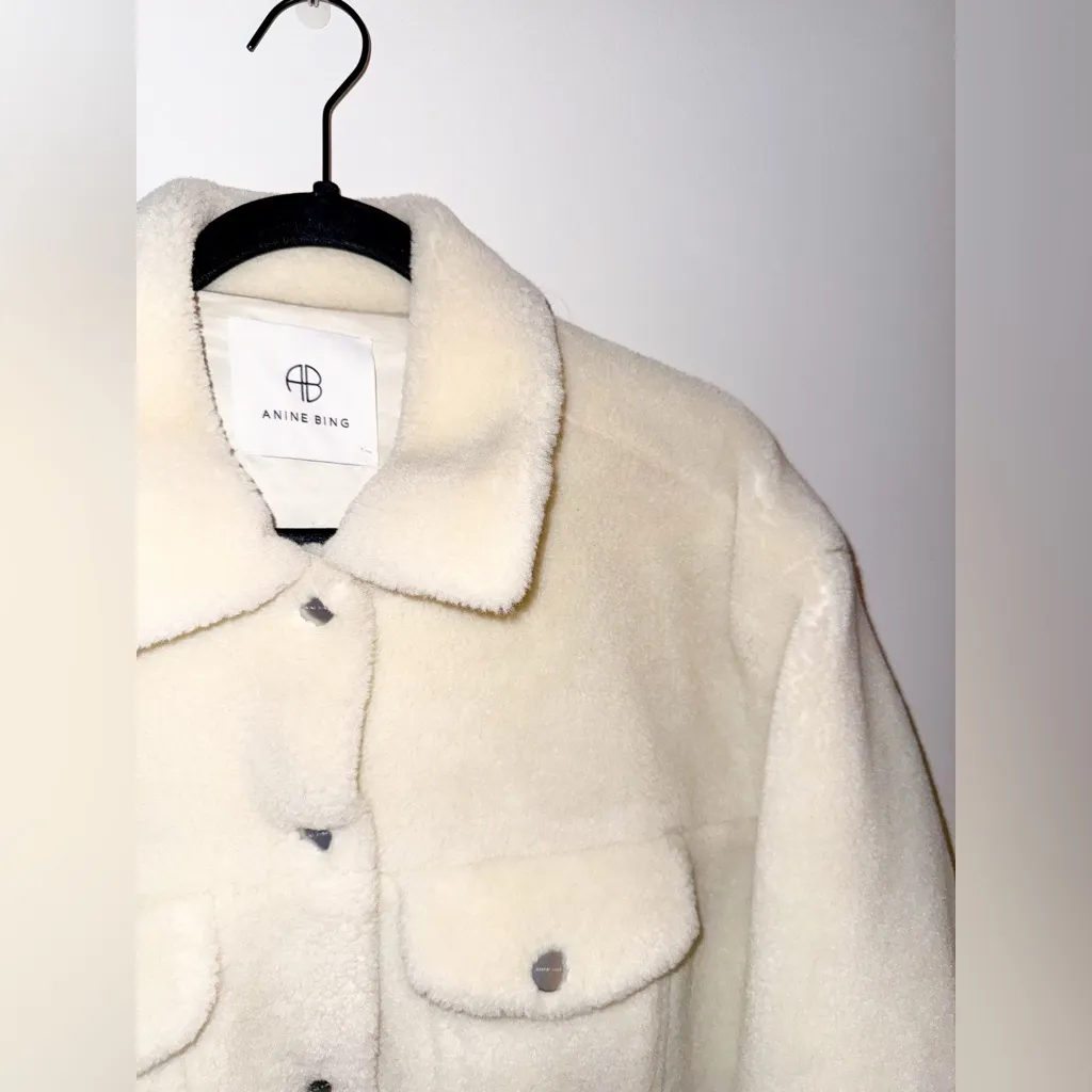 Anine Bing shearling oversized jacket ivory small teddy shacket - Image 6
