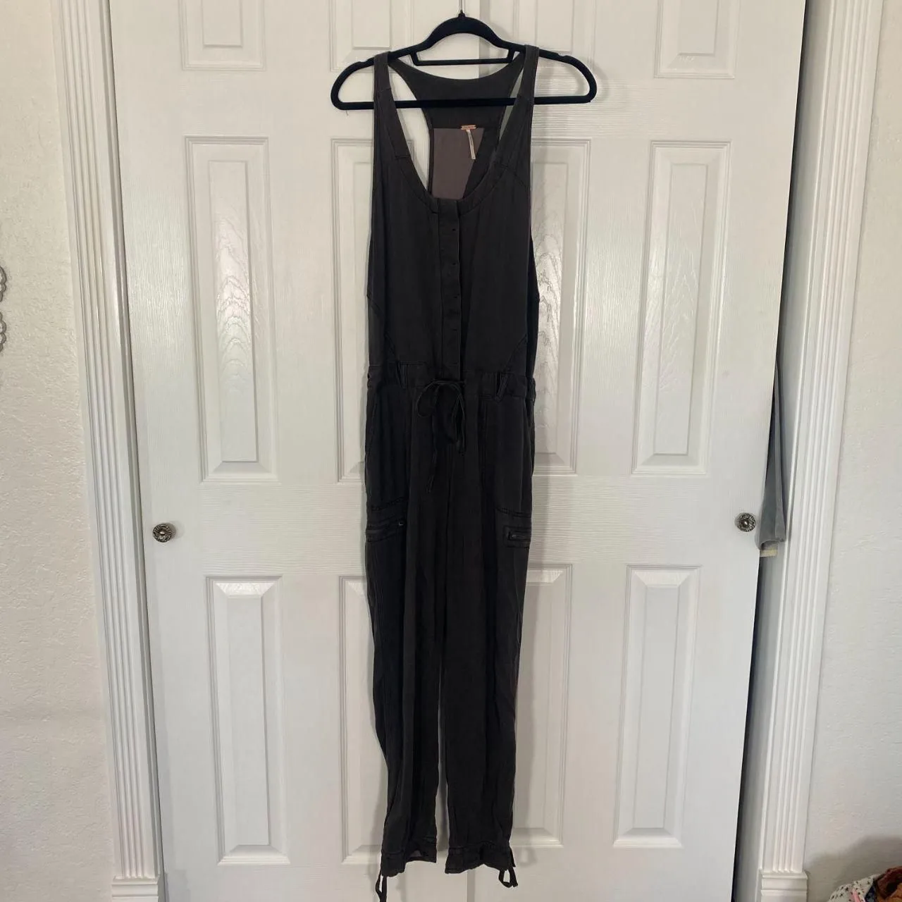 Free People Roaring Rayon Utilitarian Jumpsuit 4 S Grey / green Rare Cute Grunge - Image 6